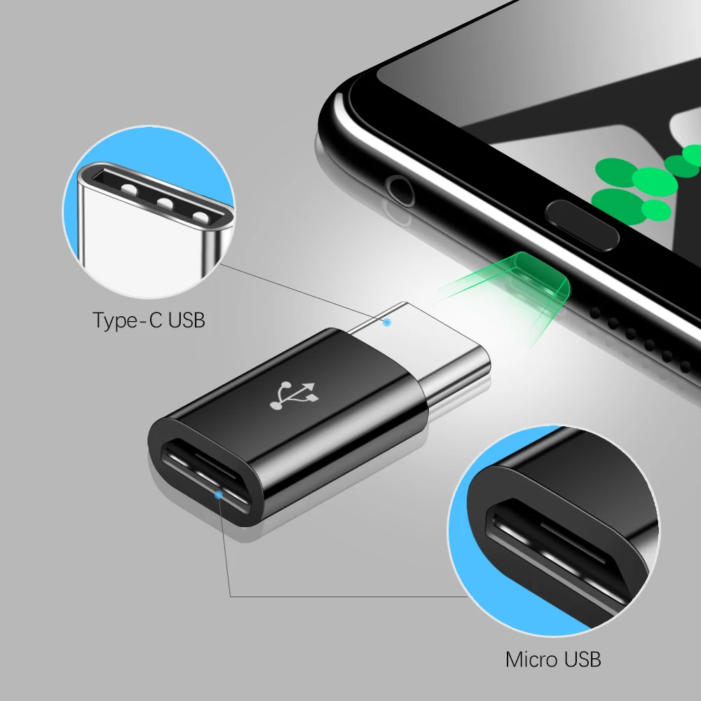 OTG Type-C Adapter USB C to Micro USB OTG Cable USB Type C Adapter for Macbook Pro Samsung S8 S9 S10 Huawei P20 lite Type-c (3)
