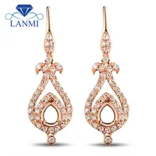 Модные серьги из розового золота 18 К с натуральным бриллиантом грушевидной огранки 4x5 мм, ювелирные изделия для девочек WE062