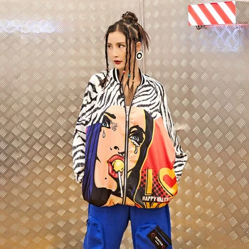 

6 Styles Sweatshirt For Women Casual Zip-up Print Sportwear Sweatshirts Harajuku Autumn Thin Female Jacket Zebra Outwear Coats