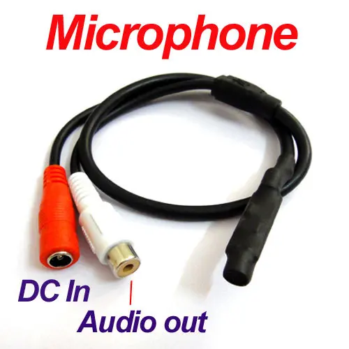 10pcs Mini Audio CCTV Microphone Mic 12V DC RCA output adapter to Security Camera System
