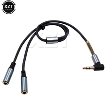 Adaptador de fone de ouvido de 3.5mm, plugue duplo, divisor estéreo, para pc/mp3, smartfone player, cabos de extensão de áudio