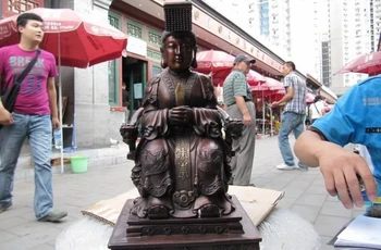

China Red Bronze Copper Refined phenix empress Queen Mother kaiserin Statue