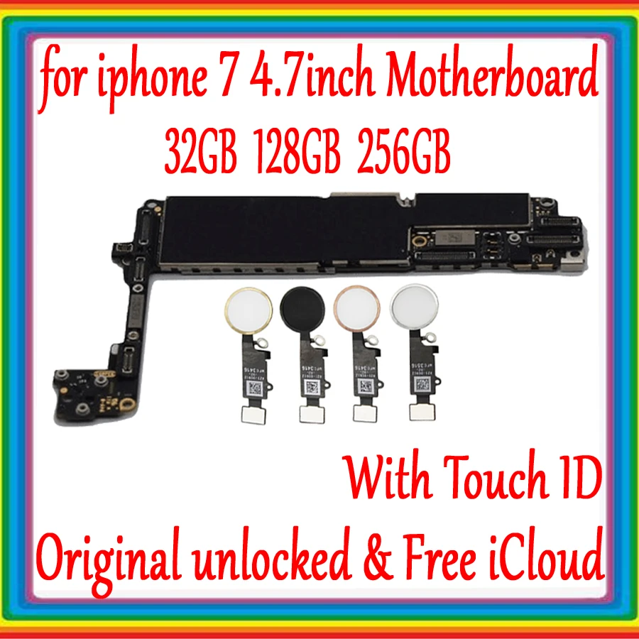 Заводская Разблокировка для iphone 7 материнская плата 32 ГБ/128 ГБ/256 ГБ логическая с
