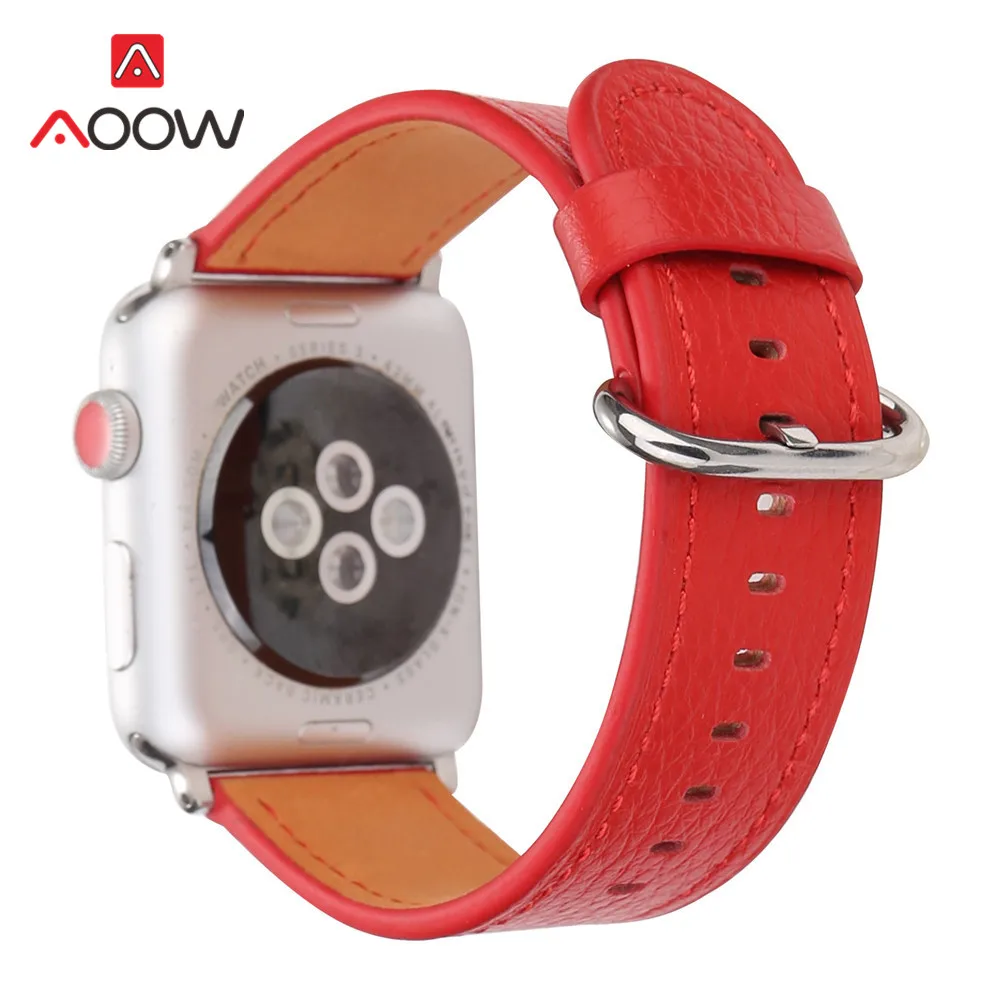 Genuine Leather Watchband for Apple Watch 38 42mm 40 44mm Fashion Simple Yellow Replacement Bracelet Band Strap iwatch 123 4|Ремешки для