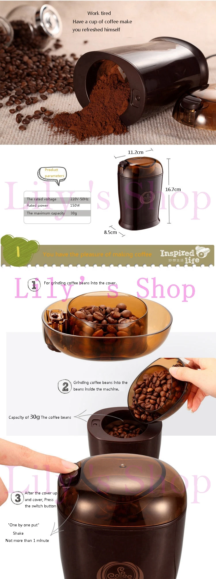 JIQI бытовой электрический китайской медицины кофе измельчители трав bean Мини Измельчитель Зерна мельница шлифовальный порошок машины
