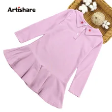 Платья для девочек, однотонное платье с длинными рукавами однотонное нарядное платье для девочек Одежда для девочек-подростков 6, 8, 10, 12, 13, 14 лет