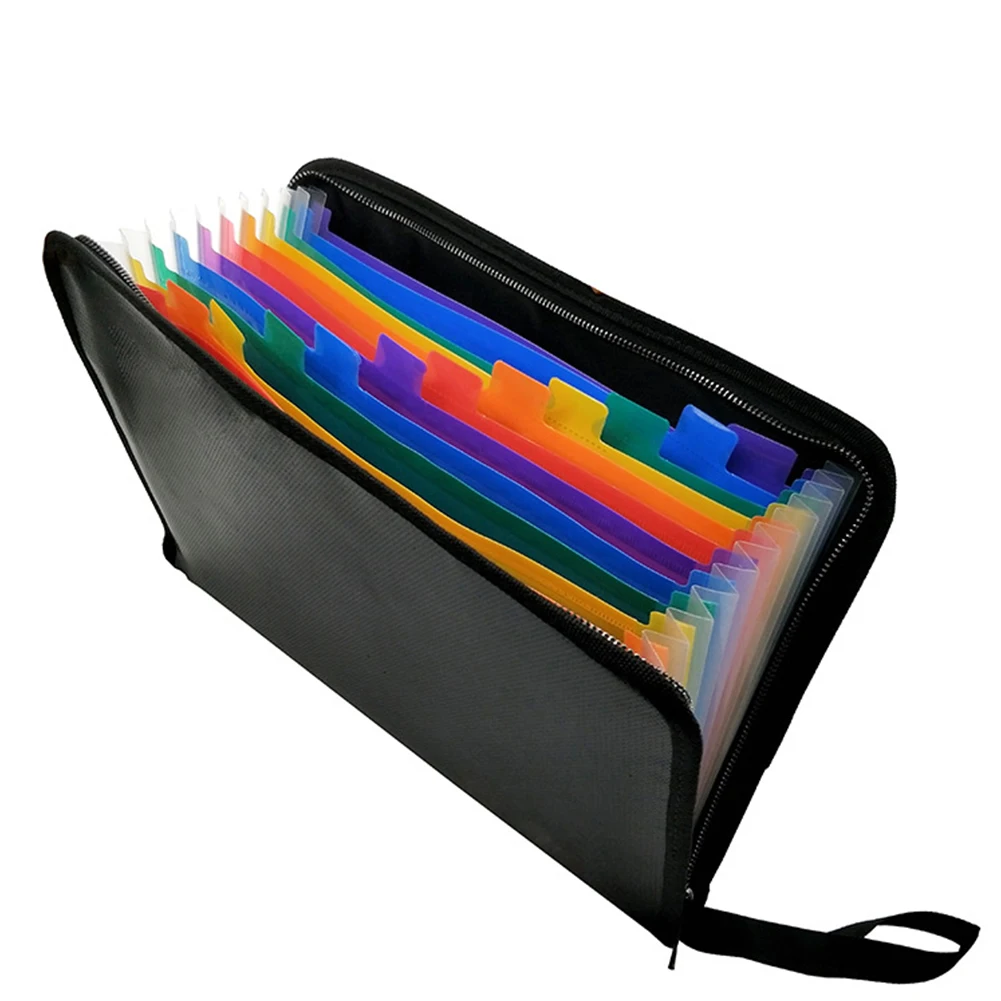 

Document Bags File Folder Paper Multicolored Zipper Organizer A4 Size Protective Expanding Fireproof Safe Storage Accordion Bill