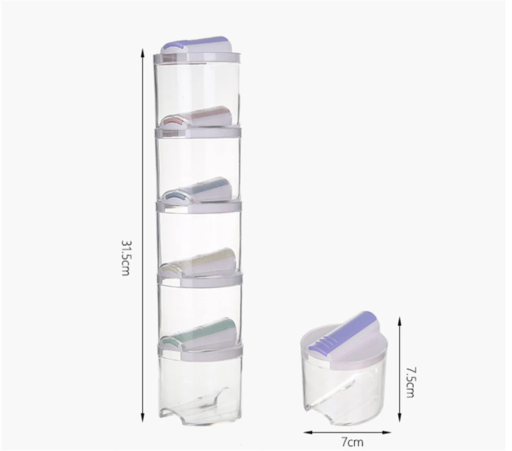 Kithcne Organizer Transparent Seasoning Cans Kitchen Cylindra Spice Rack Condiment Bottles Pepper Shakers Box13