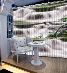 Естественный красивый пользовательских шторы зеленый водопад природный ландшафт Мода Декор украшения дома для спальни 3D шторы