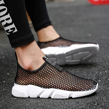 

Men High Quality Hollow Mesh Casual Shoes Comfortable Men Shoes Summer Breathable Black Low Price Adult Fashion White Shoes