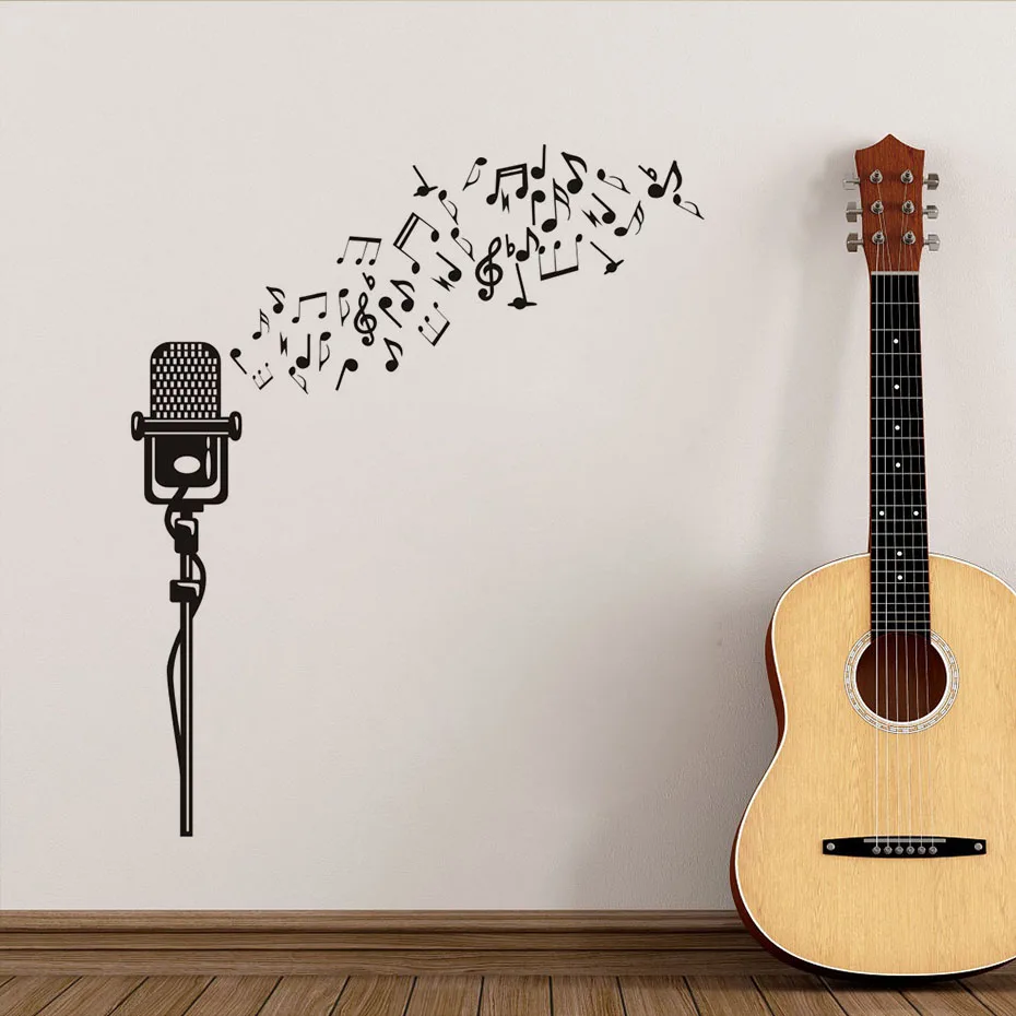 

Diy Musical Notes Microphone Vinyl Wall Sticker Girls Bedroom Decor,Instrument Pattern Wall Decal Baby Girls Room Decoration