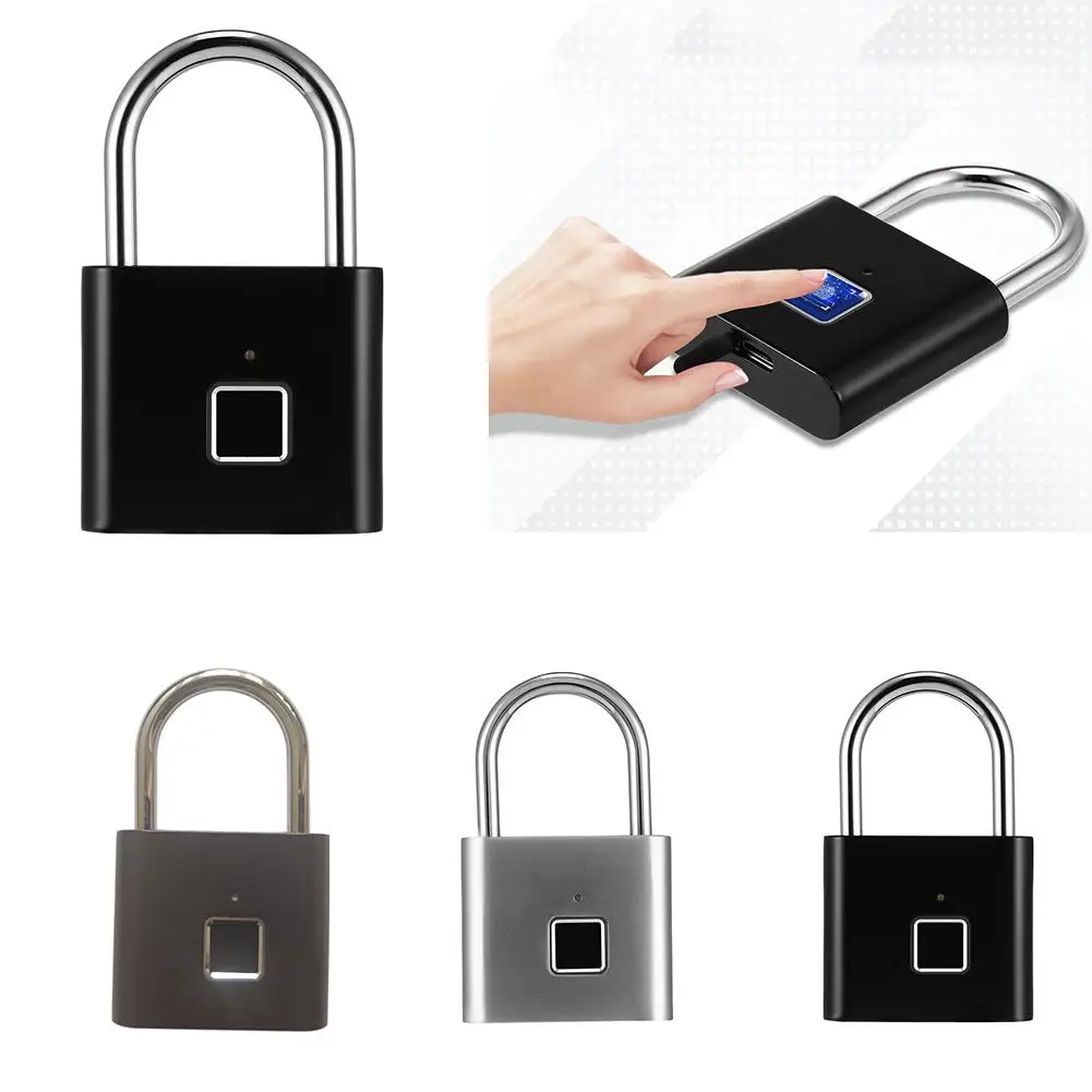 

Keyless Fingerprint Lock USB Rechargeable Luggage Anti-theft Security Padlock Set