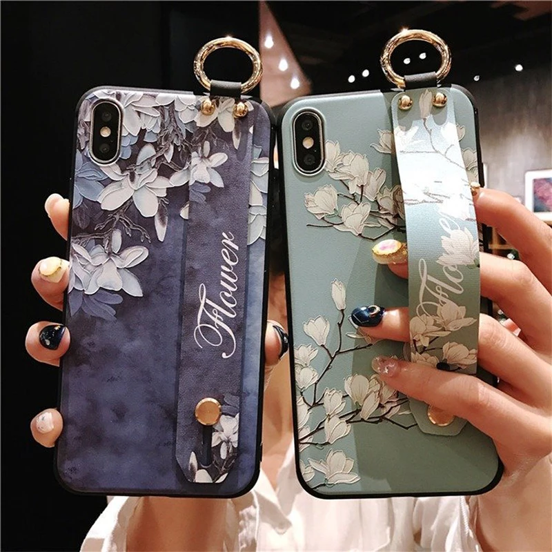 

Luxury fashion Vintage Flower Phone Case For iPhone X XR XS MAX 6 6S 7Plus Blue Soft Silicone Back Cover For iPhone 7 8 Plus Hot