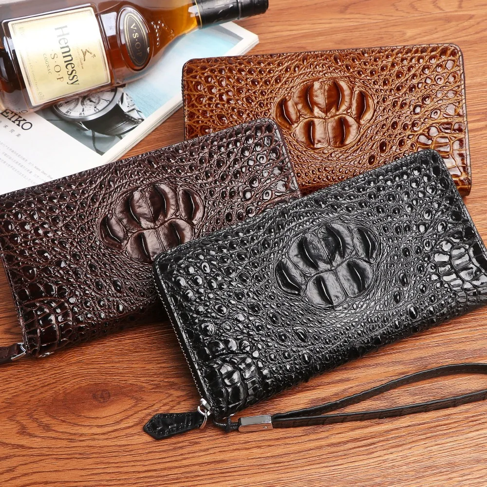 Men wallet crocodile skin wallet long bag leather business bag zipper crocodile bag Successful person Genuine Leather 004tb Men wallet crocodile skin wallet long bag leather business bag zipper crocodile bag Successful person Genuine Leather 004tb