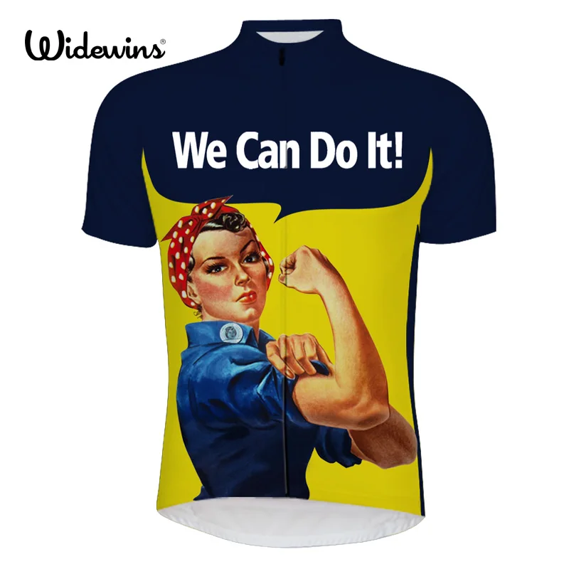 Новая мультяшная велосипедная рубашка we can do it синяя забавная с коротким рукавом