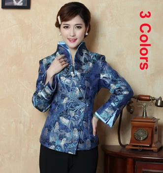 

Free Shipping Autumn Winter Chinese Tradition Women's Satin SIlk Double-Collar Jacket Coat M L XL XXL 3XL 4XL 2203