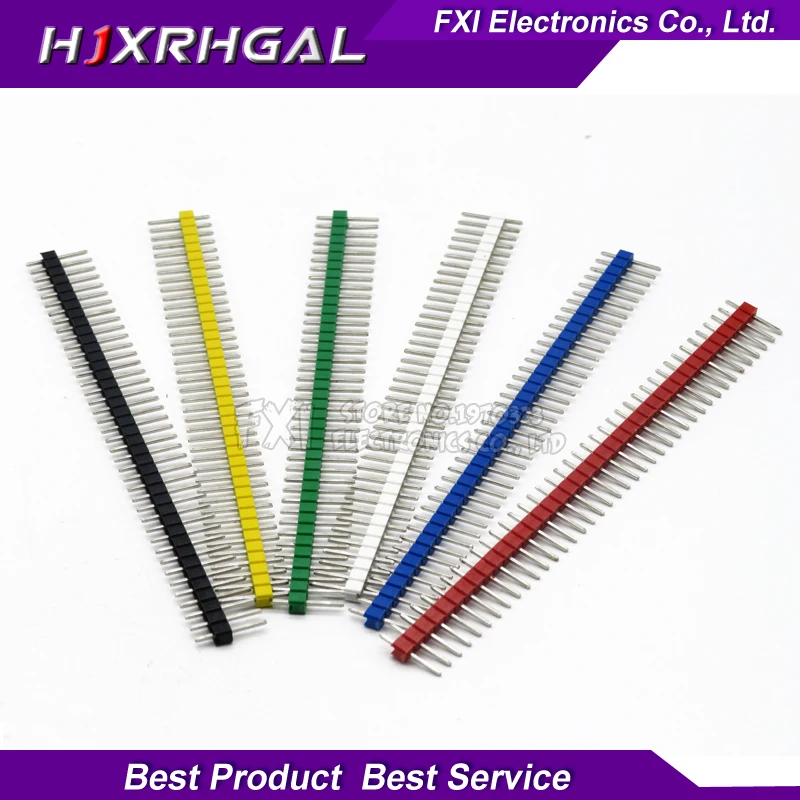 

30pcs (6 Colors Each 5pcs) Pin Connector Male 2.54mm Pitch Pin Header Strip Single Row 40 pin Connector Kit for PCB board
