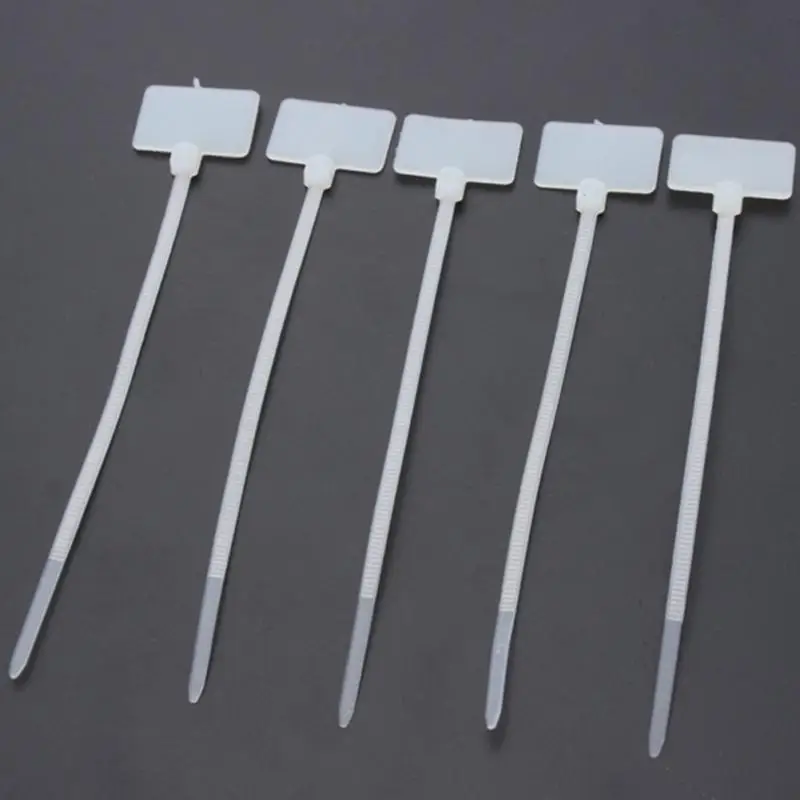 

250pcs 4*150mm White Nylon Zip Cable Tie Label Strap Strip With Marking Tag