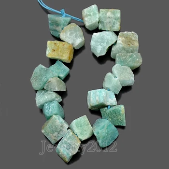 

5 Strands/Lot Wholesale Natural Raw Rough Nugget Russian Amazonite Gem stone Baroque Freeform Beads14-16mm 7.5" Side Drilled