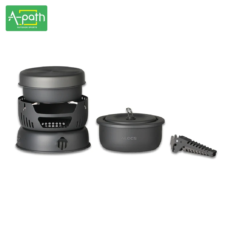 2-4 persona acampar al aire libre utensilios de aluminio anodizado stainles 10 unidades alcohol estufa Flambe pan pot Set
