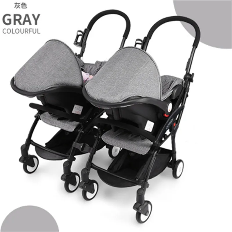 

2019 twins baby stroller ultra-light folding umbrella baby stroller travel double folding cart + safety seat kinderwagen