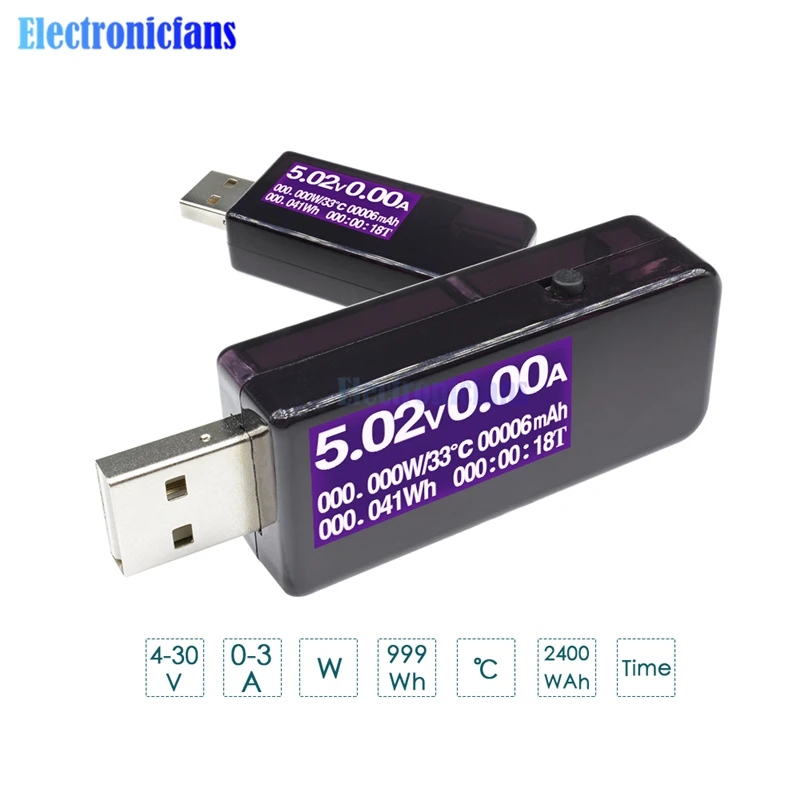 

Multifunction 7 in 1 USB Tester LCD Digital Voltmeter Current Voltage Meter Ammeter Power Energy Capacity Meter Impedance Temp