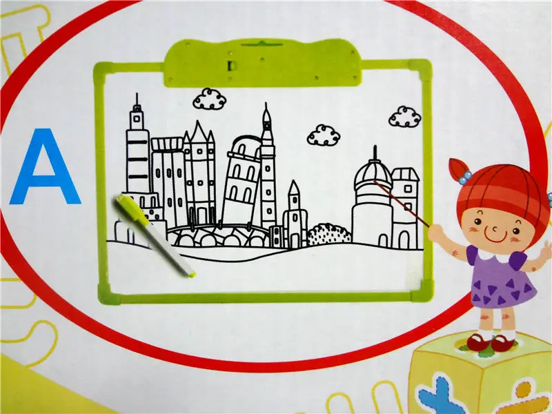 Multi Functional Russia Alphabet Poster and Drawing Board Painting Easel Board Arts Toys for Children Kids Electronic Music Toy