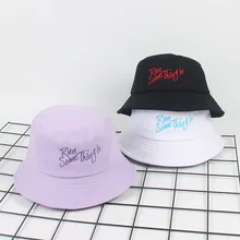 Рыбацкая шляпа Женская вышивка милый студенческий туристический козырек лето прилива фиолетовый литературный письмо таз кепка Мужчины Женщины ведро солнцезащитные шляпы