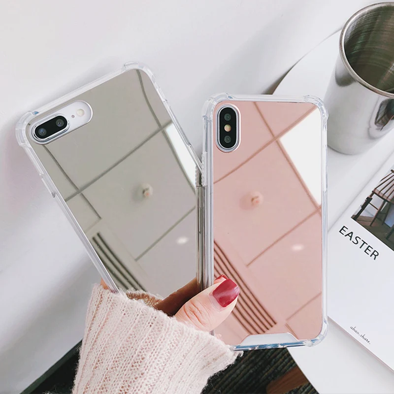  Luxury Mirror case For iphone XS Max XR Cover silicone soft TPU shockproof case for iPhone 6 6s 8 7 plus X coque women makeup (3)