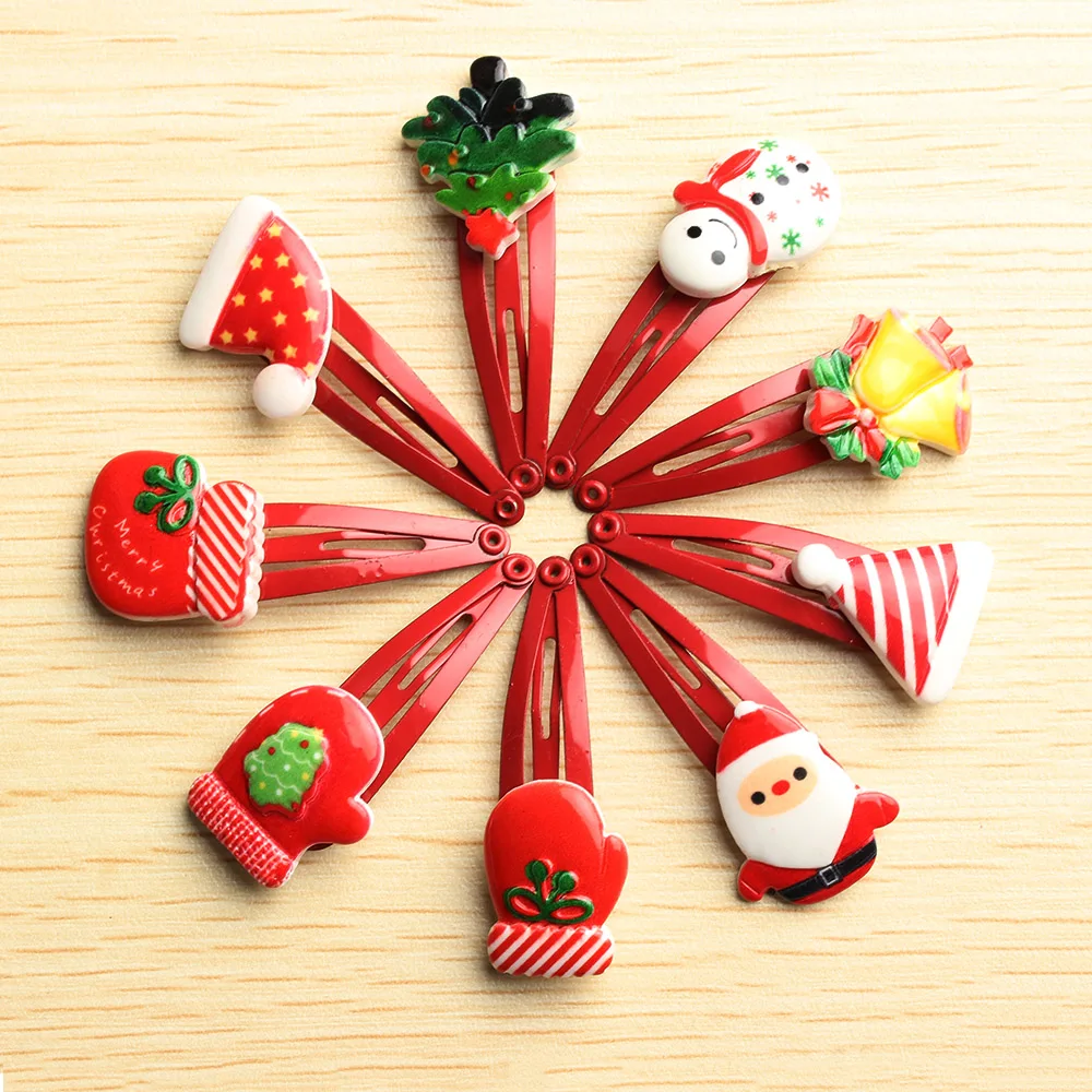 

Random Color! 10PCs Fashion Christmas Cartoon Cute Lovely BB Hair Clips Baby Kids Girl Santa Claus Hairpins Barrettes Hair