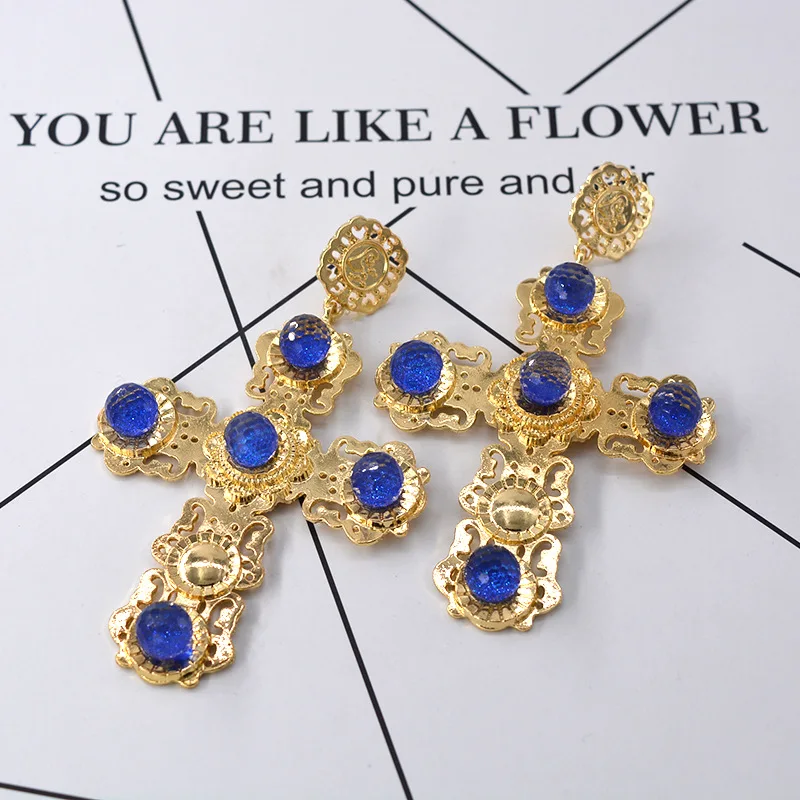 

Retro cross long sun flower earrings fashion jewelry