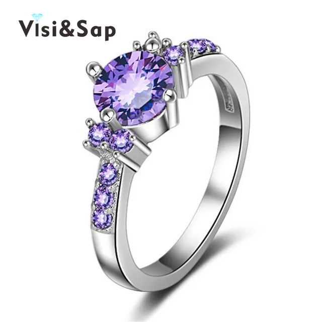 visisap purple cz stone jewelry rings for women cubic zircon