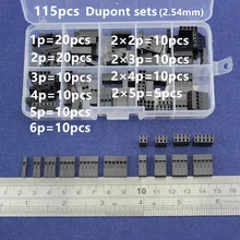 115 шт Dupont наборы комплект с коробкой 1 P/2 P/3 P/4 P/5 P/6 P/2*2/2*3/2*4/2* 5Pin корпус пластиковый корпус терминал Перемычка провода СОЕДИНИТЕЛЬ НАБОР