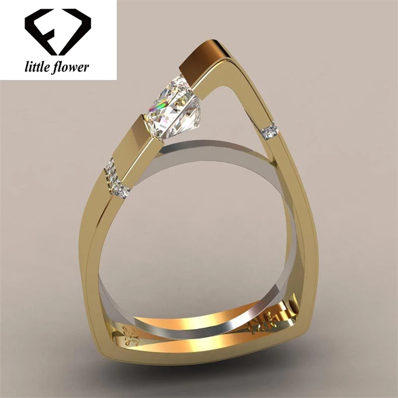 Creative Geometric Triangle Diamond Ring 14K Gold Gemstone Bizuteria for Women Bague Etoile Peridot Anillos De Jewelry Ring 2019 Creative Geometric Triangle Diamond Ring 14K Gold Gemstone Bizuteria for Women Bague Etoile Peridot Anillos De Jewelry Ring 2019