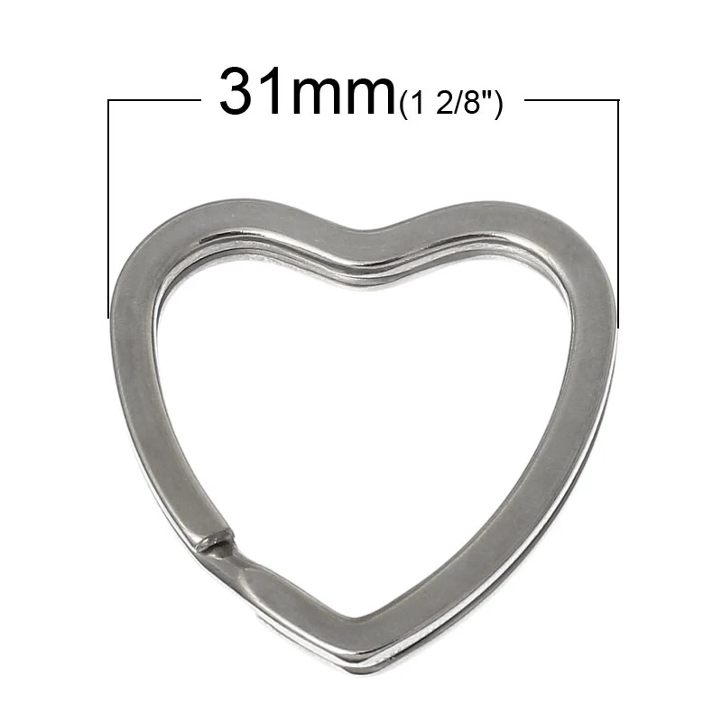 

DoreenBeads 10PCs dull silver color Valentine Heart Split Rings Key Rings (B03297)