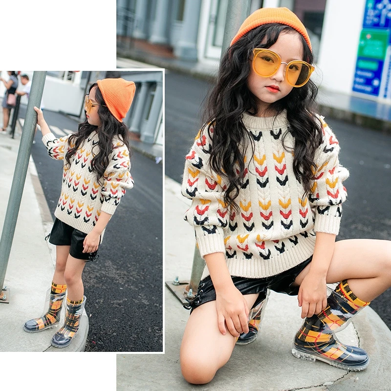 

2018 Winter Children's Sweaters For Girls 10 14 Years Teenage Clothings Warm Sweaters Long Sleeve Knitted Pullovers Girls Outfit