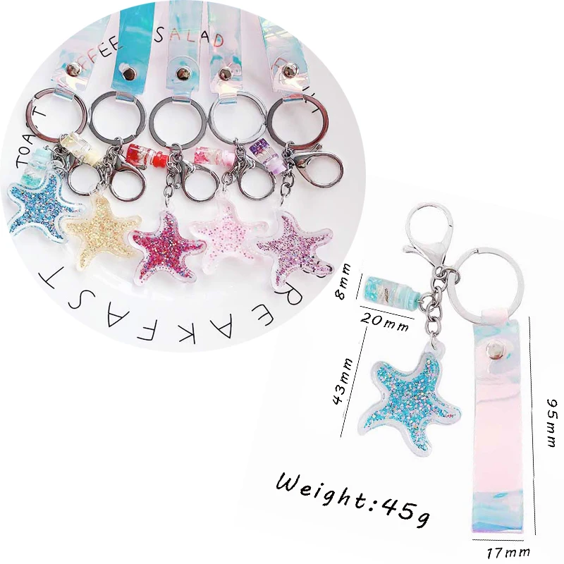 

Korea New Hot Sale Cartoon Transparent Five-pointed Star Key pendant Hanging Ornaments Cute Key Chain Bag Pendant Creative Gifts
