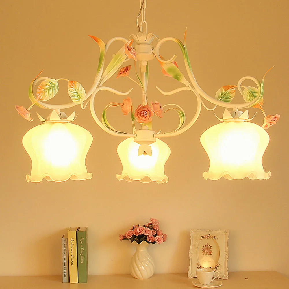 

Flower Chandelier Led Contemporary Iron Led Chandeliers 110-220v Modern Dining Room Lustre Design Nursery Light Luminarias