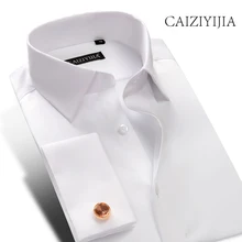 CAIZIYIJIA Новое дизайнерское французское платье с манжетами рубашка с запонками высокое качество однотонное свадебное платье с длинным рукавом деловая рубашка