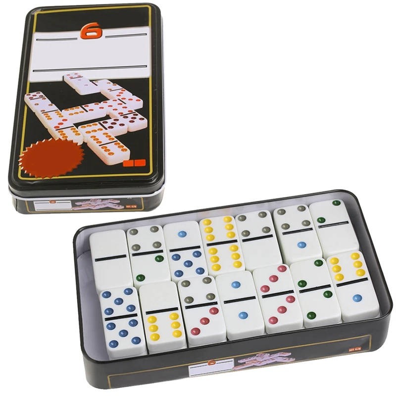 

Wooden Domino Box Toy Game Set 28 Double 6 Travel Dominoes For Children Kids fun