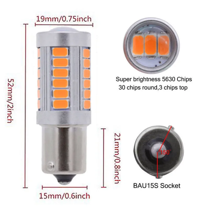 4 шт. автомобильные светодиодсветодиодный ламсветильник 1156PY BAU15S PY21W 33SMD 12