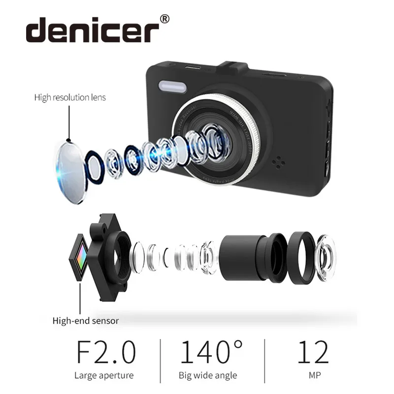 Denicer Dash camera 3 0 &quotэкран Full HD 1080P 30fps Авто Vechile регистратор DVR 170 градусов