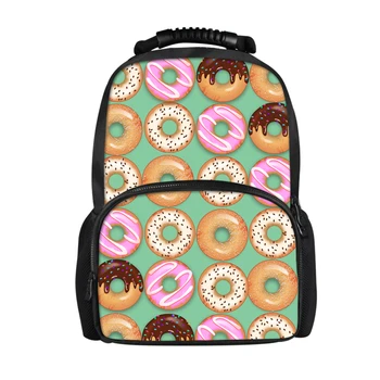 

THINK Cartoon Doughnut Printing Children Backpack School Notebook for Fashion Casual Teenager Girls Classic Travel Bag for Women