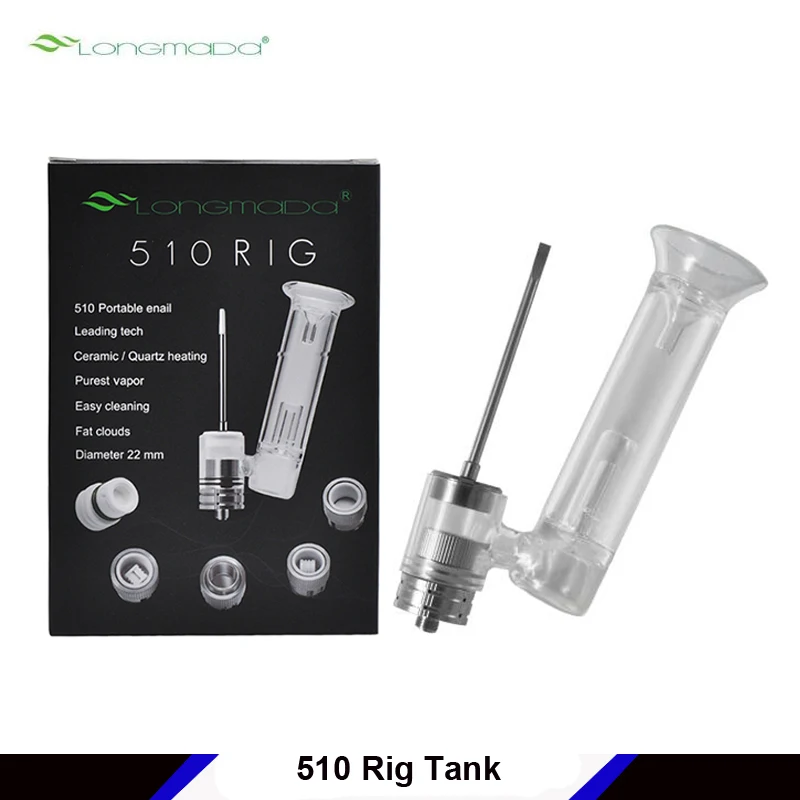 

Original Longmada 510 Rig Tank Dry Herb & Wax vaporizer with Dual Quartz Coil Glass Filter Dab Bubbler For Mechanical e-cig mod