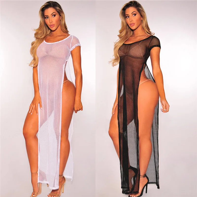 

2018 sexy Women Long beach dress Cover Up Swimwear beachwear Bathing suit transparent Beach Dress Cover-Ups for women