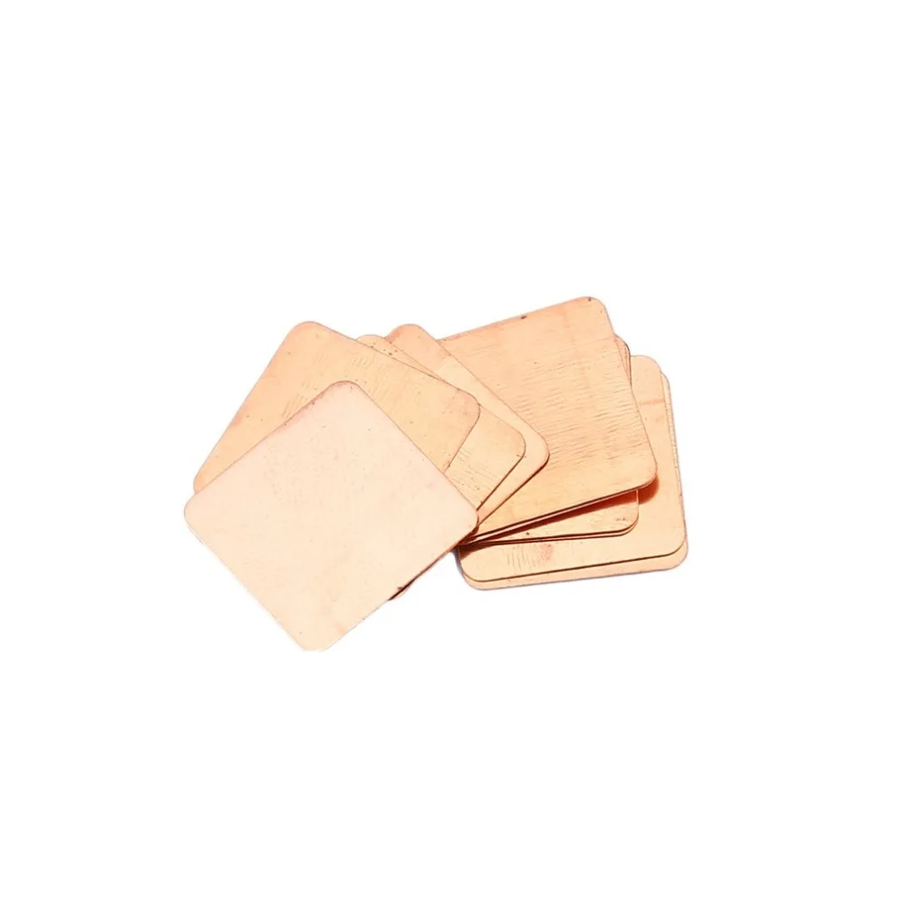 10pcs/set Pure Copper Brass Heatsink Shim Thermal Pad Barrier for Laptop Graphics Card 15x15mm Fast Thermal Dissipation