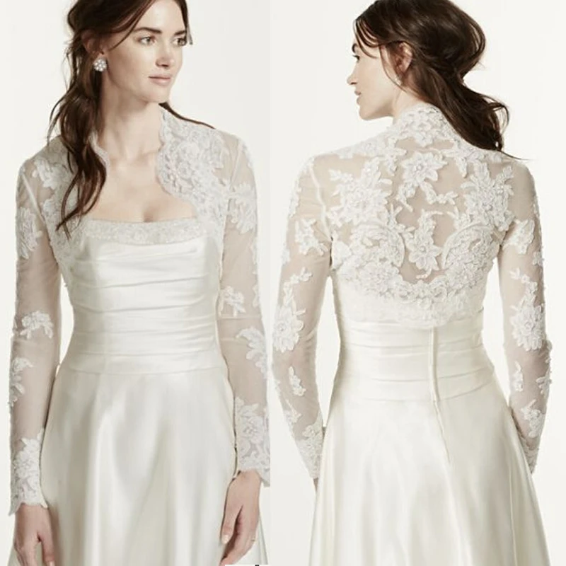 New Arrival 2015 White Long Sleeves Lace Bolero Jacket For Wedding