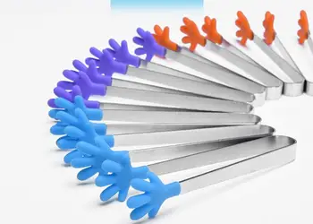 

3pcs/lot Mini Stainless Steel Colorful Food Tongs Lemon Crystal Sugar Clip Fondant Cake Clamp Kitchen Gadgets Accessories
