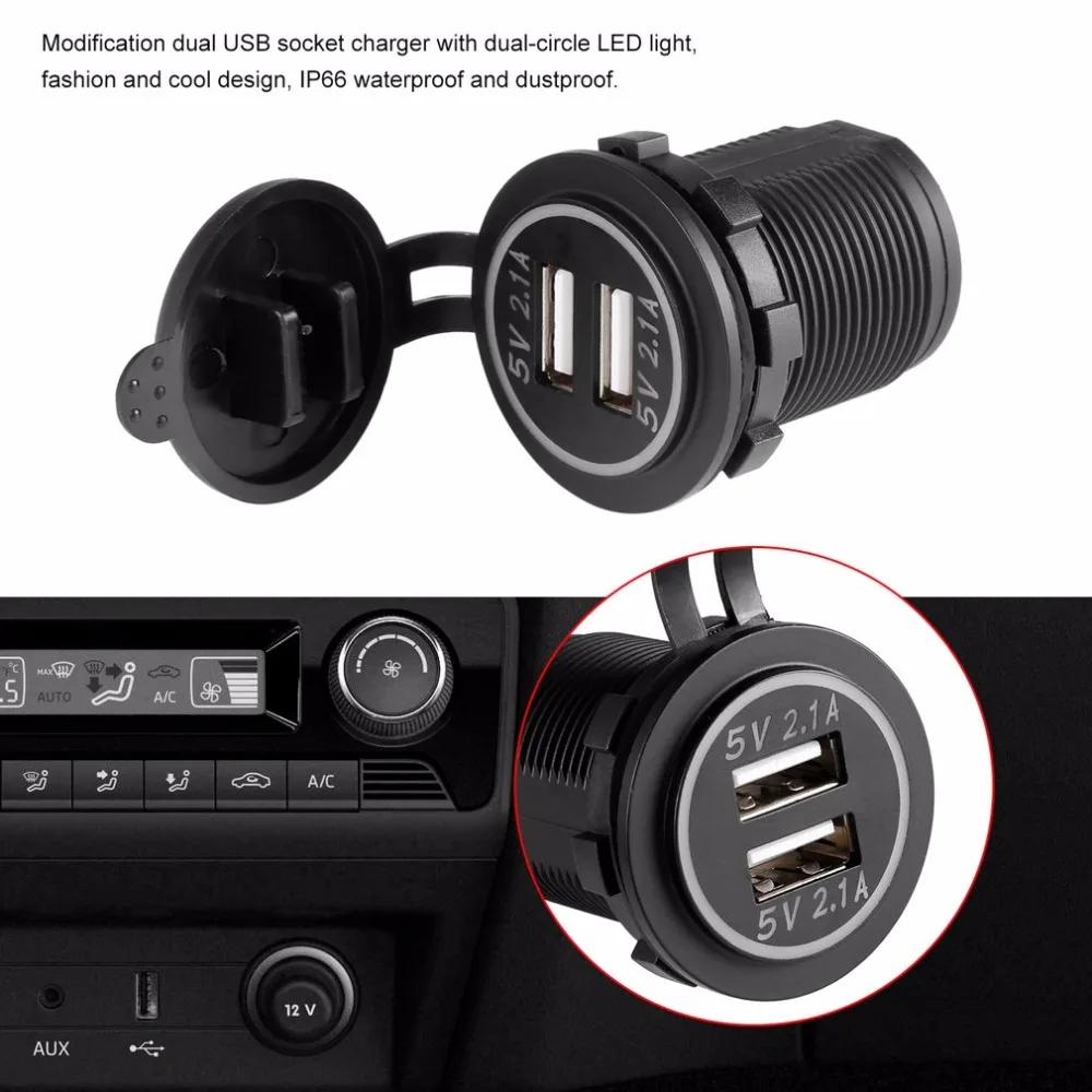 4.2A DC 12V/24V Dual USB Charger Power Adapter Outlet Power for Car Boat Motorcycles Auto Truck ATV Phone LED Light