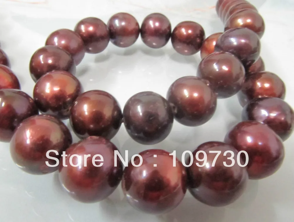 

Jewelry 00782 HUGE 18"15MM PERFECT ROUND SOUTH SEA GENUINE CHOCOLATE PEARL NECKLACE 14KGP